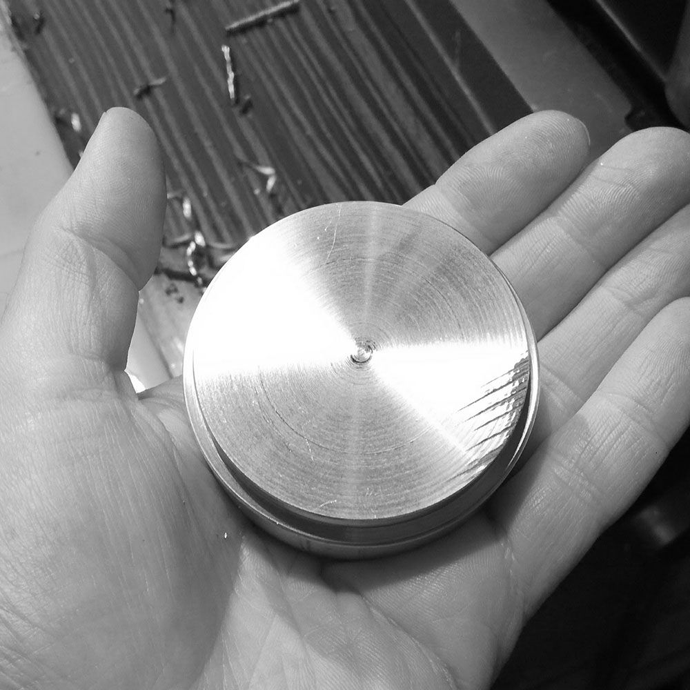 Solid billet to be milled and turned.